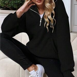 Women's Black Quarter Zip Hoodie